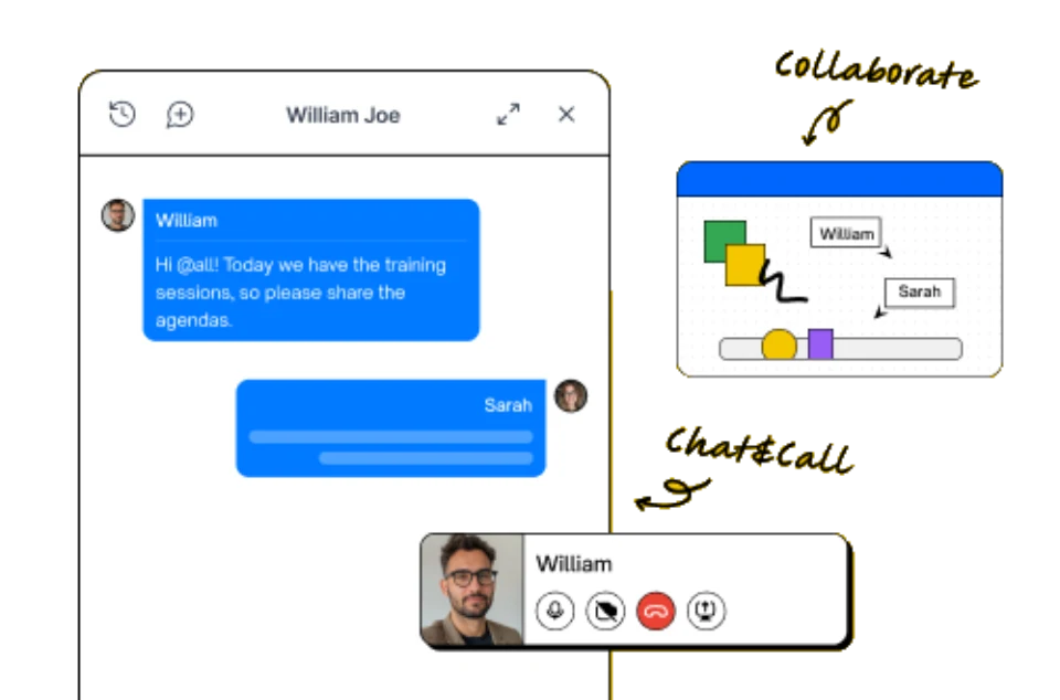 A shared team workspace with chat and collaboration
